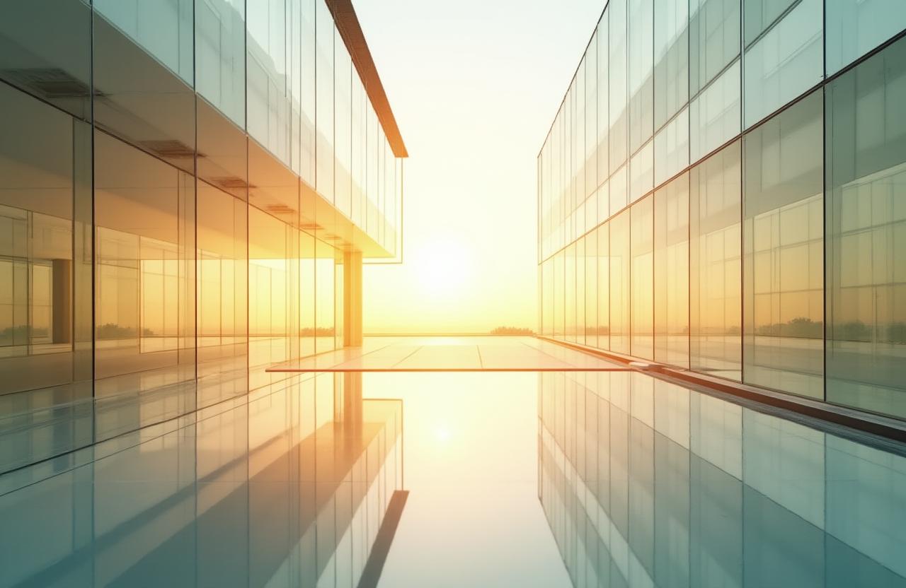 Composizione astratta di forme geometriche e trasparenze