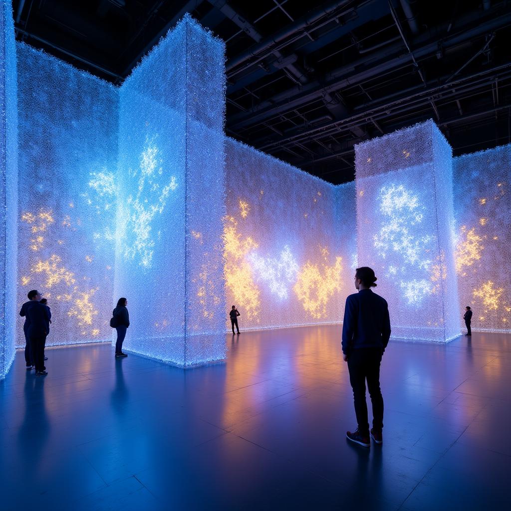 Installazione di arte frattale luminosa nel museo